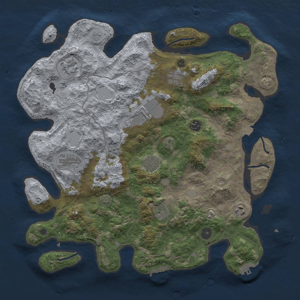 Rust Map: Procedural Map, Size: 4000, Seed: 1915618172, 17 Monuments