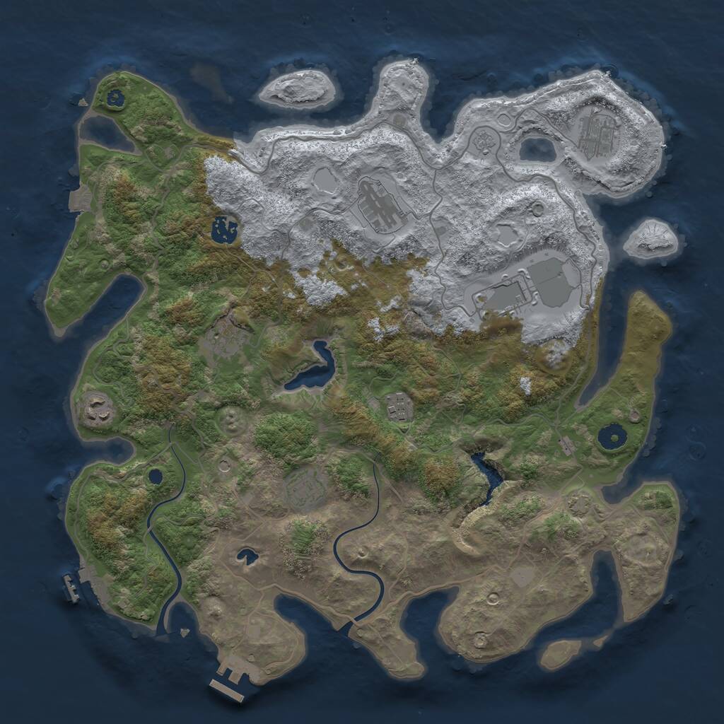 Rust Map: Procedural Map, Size: 4000, Seed: 9968585, 14 Monuments