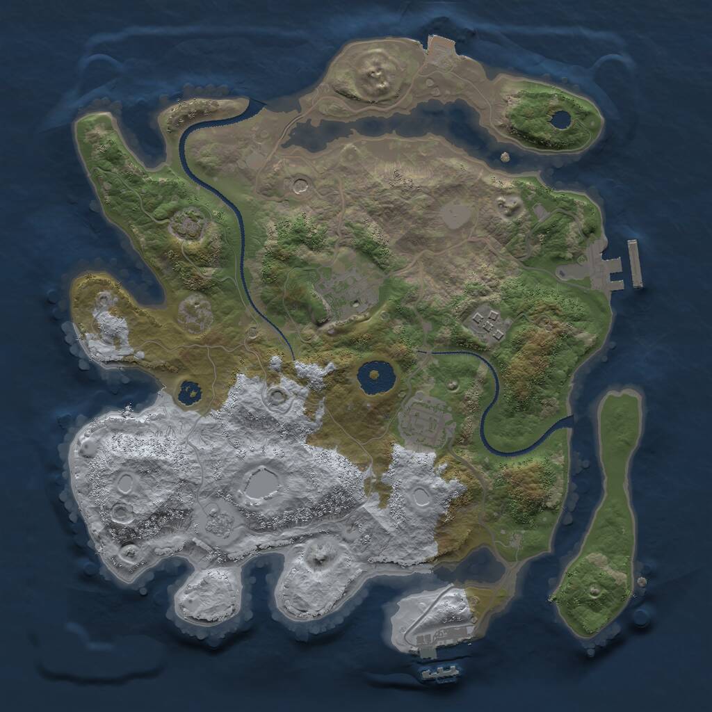 Rust Map: Procedural Map, Size: 3000, Seed: 9441, 9 Monuments