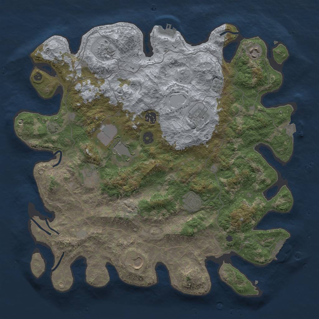 Rust Map: Procedural Map, Size: 4000, Seed: 518431974, 17 Monuments
