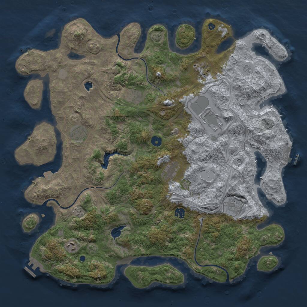 Rust Map: Procedural Map, Size: 4400, Seed: 3013318, 15 Monuments