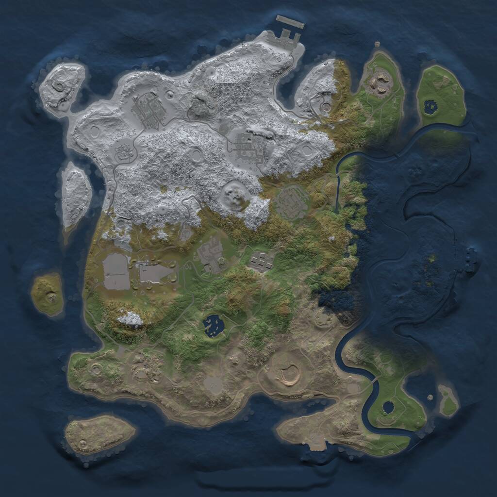 Rust Map: Procedural Map, Size: 3500, Seed: 243279582, 16 Monuments