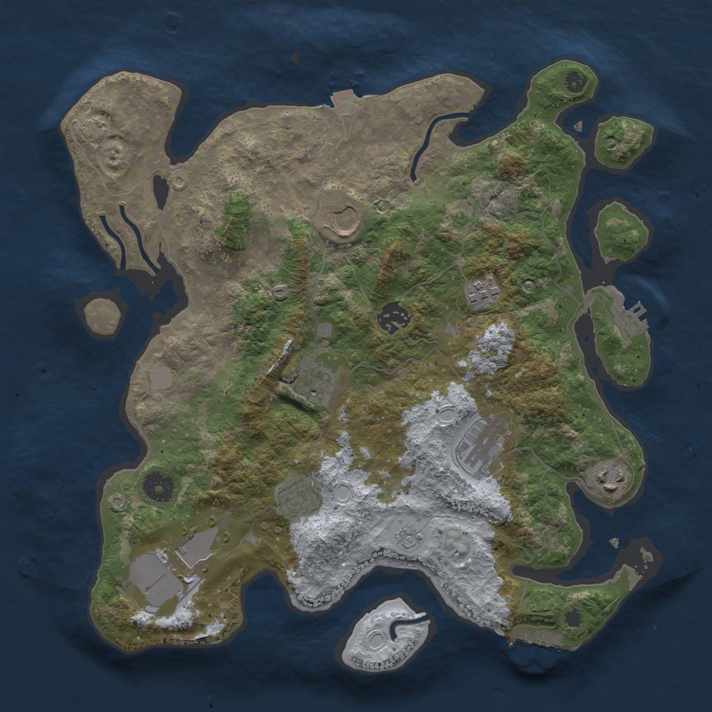 Rust Map: Procedural Map, Size: 3500, Seed: 1232548155, 15 Monuments
