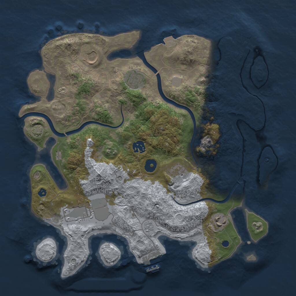 Rust Map: Procedural Map, Size: 3500, Seed: 665562054, 13 Monuments