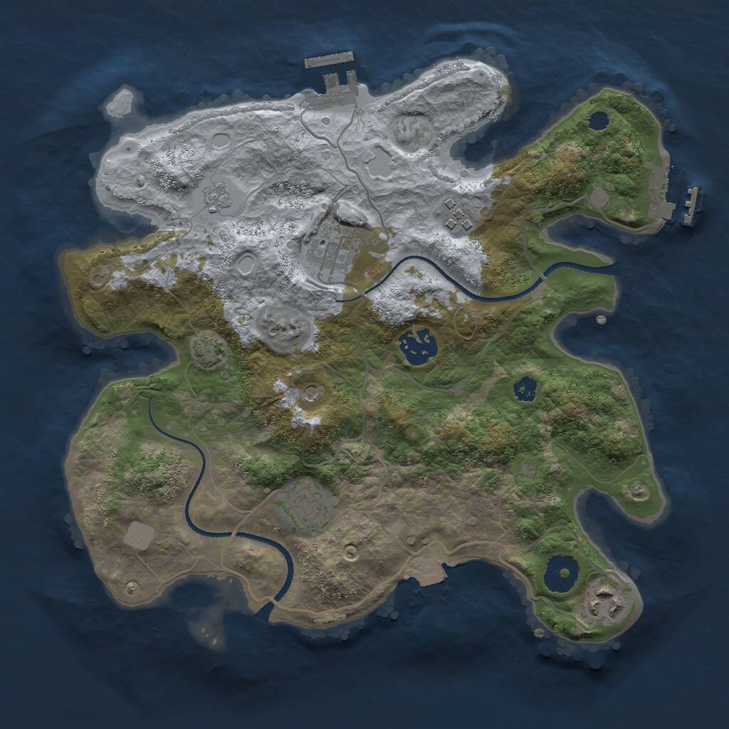 Rust Map: Procedural Map, Size: 3000, Seed: 143898289, 11 Monuments