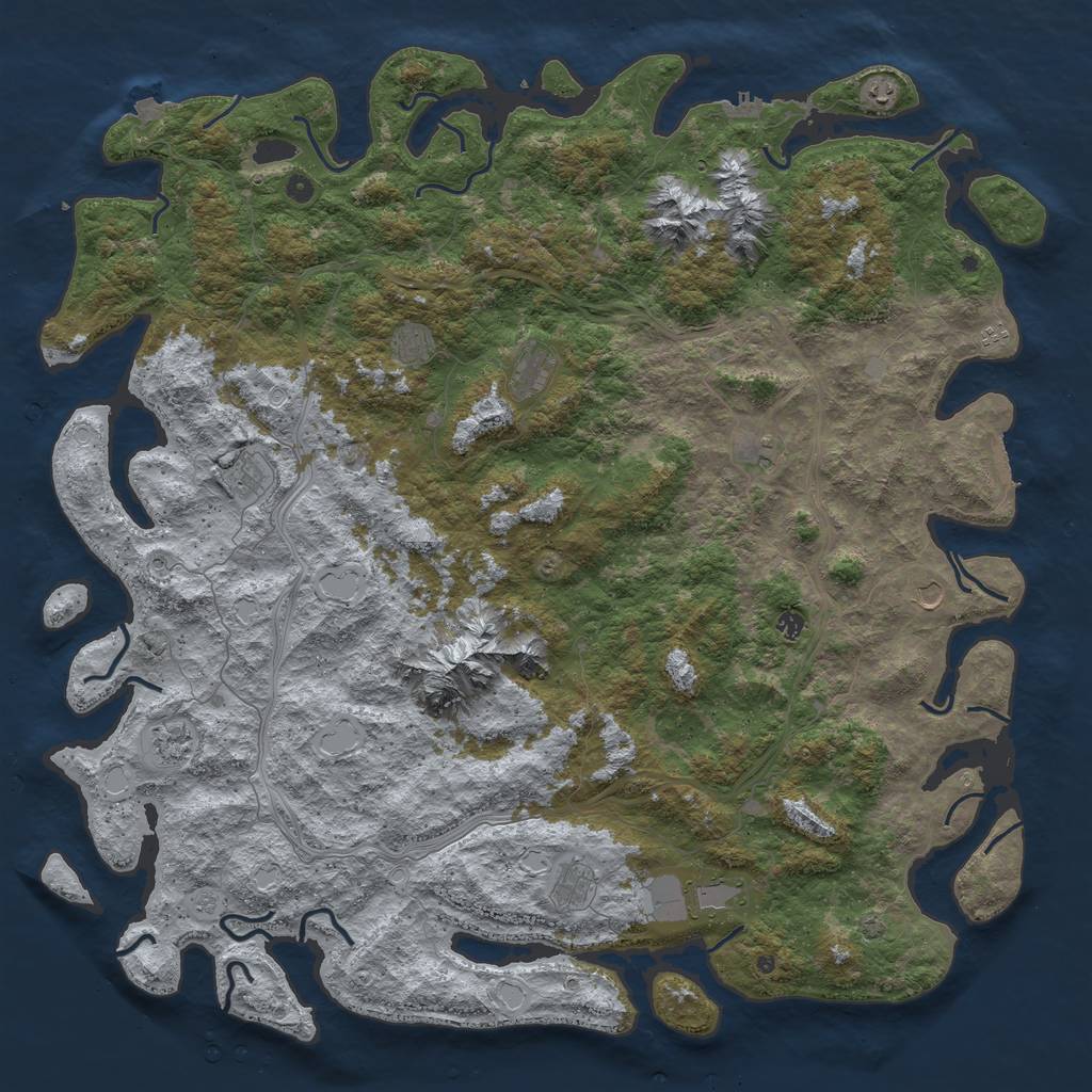 Rust Map: Procedural Map, Size: 6000, Seed: 985266655, 19 Monuments