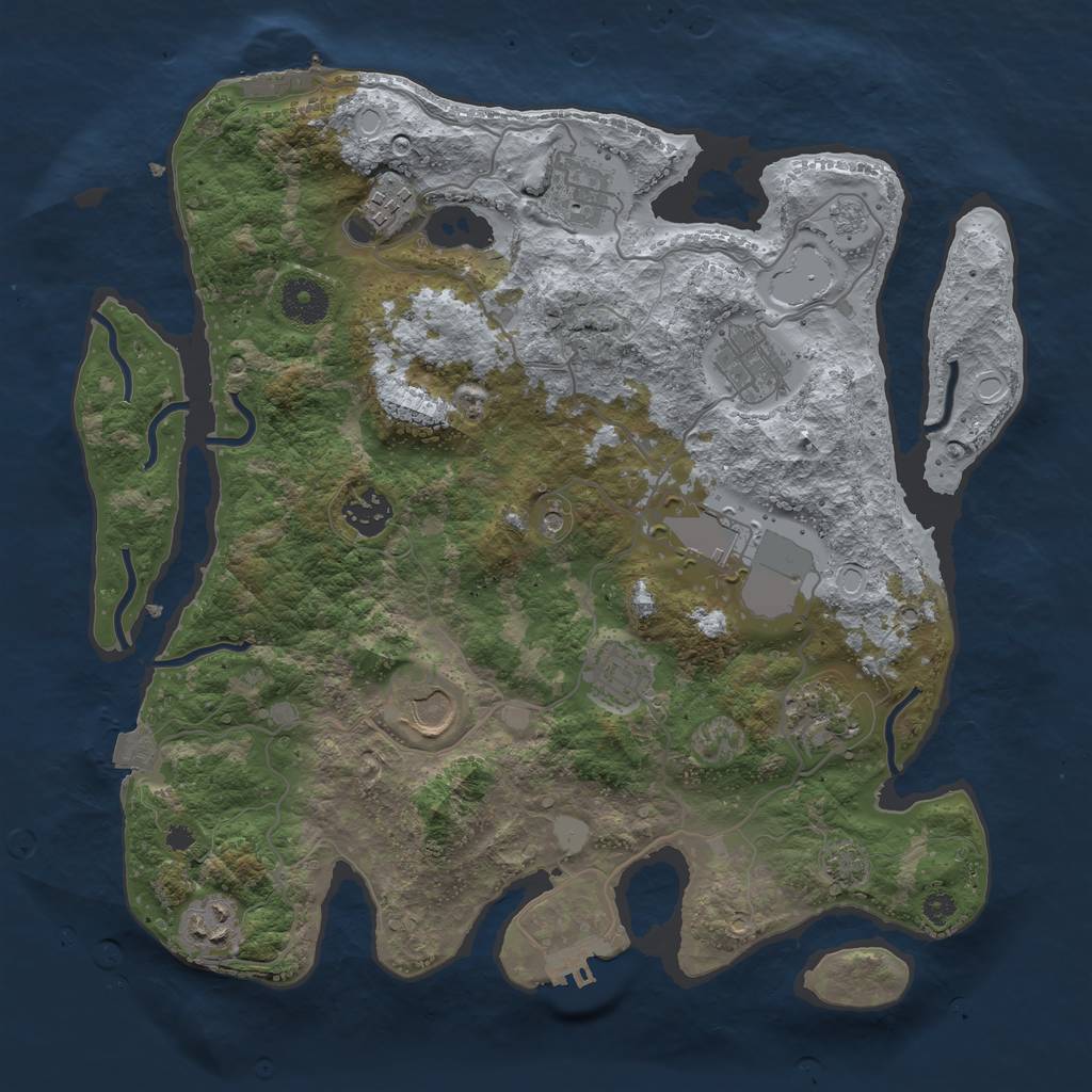 Rust Map: Procedural Map, Size: 3500, Seed: 1948733322, 17 Monuments