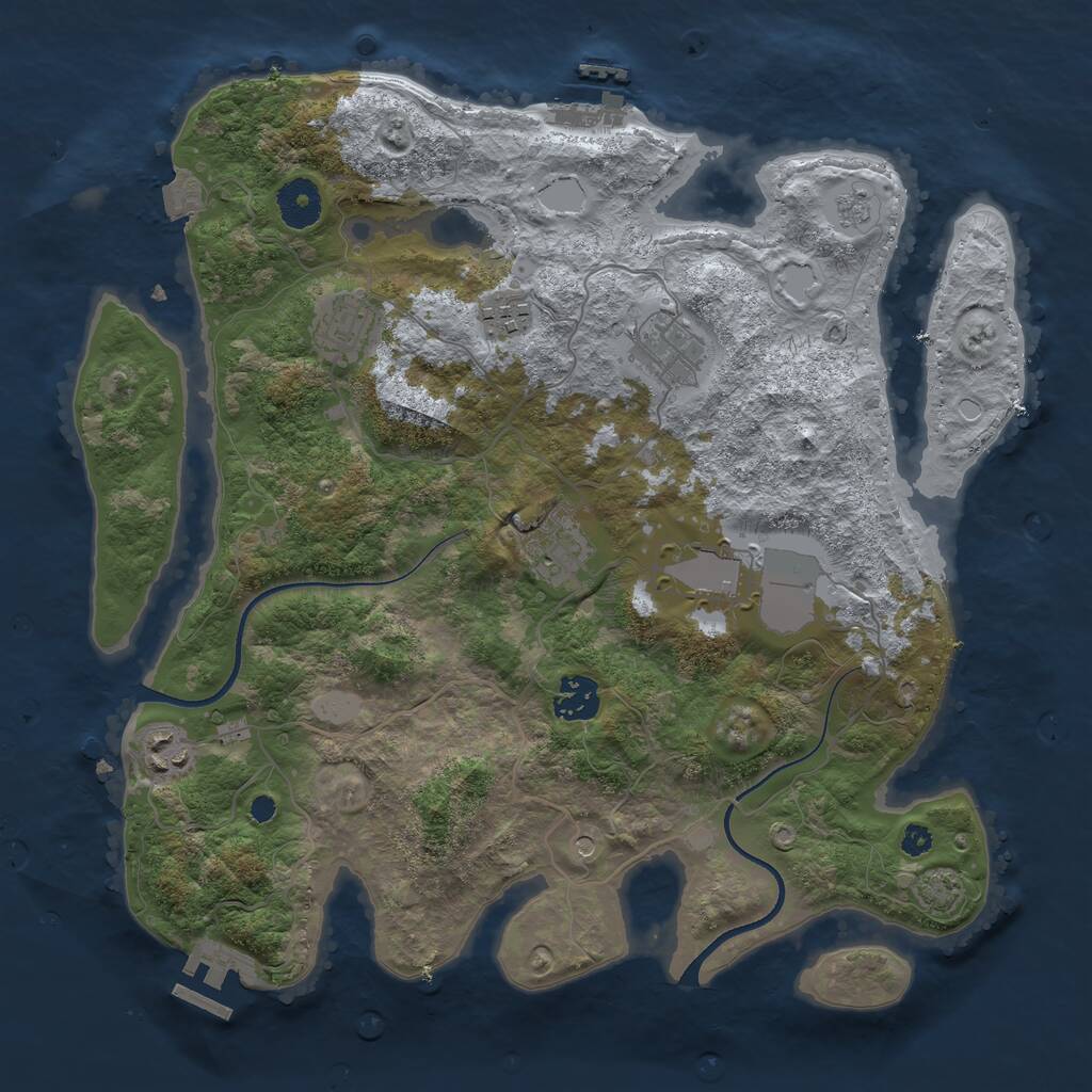 Rust Map: Procedural Map, Size: 3500, Seed: 1948733322, 13 Monuments