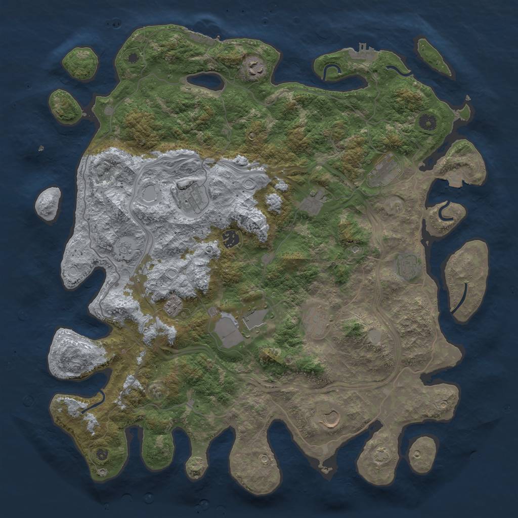 Rust Map: Procedural Map, Size: 4500, Seed: 24553451, 18 Monuments