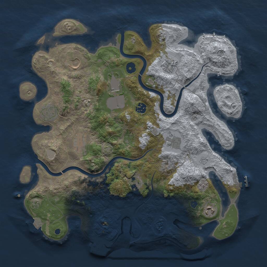 Rust Map: Procedural Map, Size: 3850, Seed: 49688941, 16 Monuments