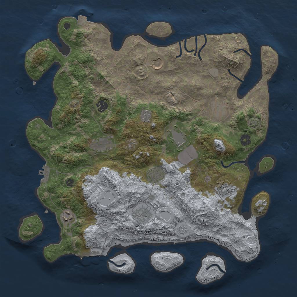 Rust Map: Procedural Map, Size: 3900, Seed: 11028376, 18 Monuments