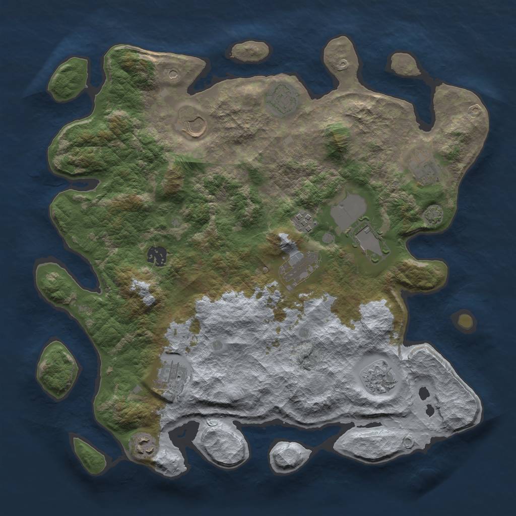 Rust Map: Barren, Size: 3800, Seed: 417129603, 14 Monuments