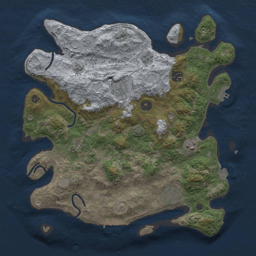 Rust Map: Procedural Map, Size: 3450, Seed: 81199530, 14 Monuments