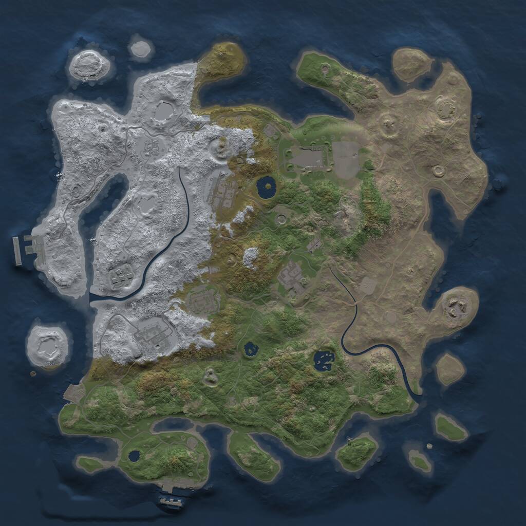 Rust Map: Procedural Map, Size: 3700, Seed: 70667109, 14 Monuments