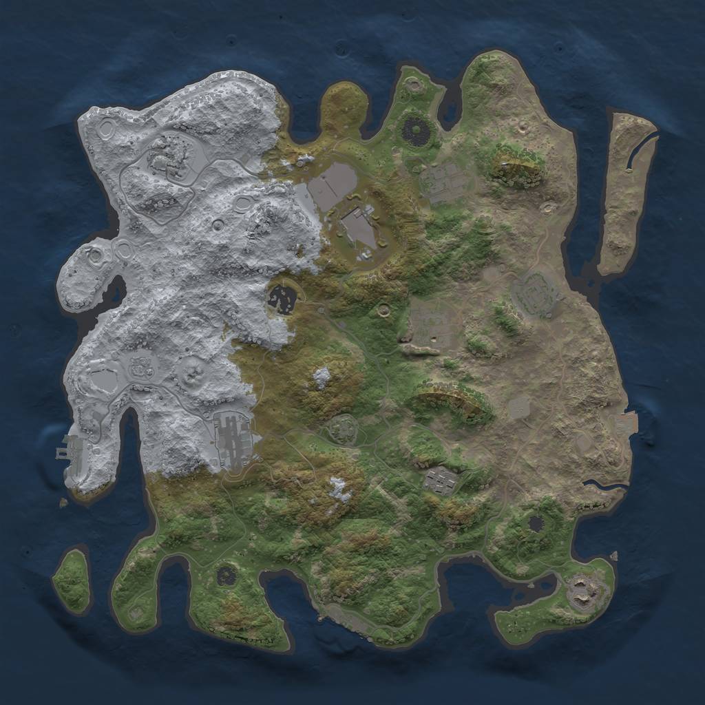 Rust Map: Procedural Map, Size: 3700, Seed: 60630939, 16 Monuments