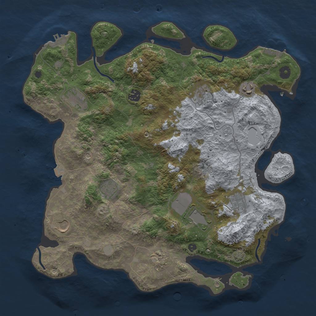 Rust Map: Procedural Map, Size: 3850, Seed: 52562548, 17 Monuments