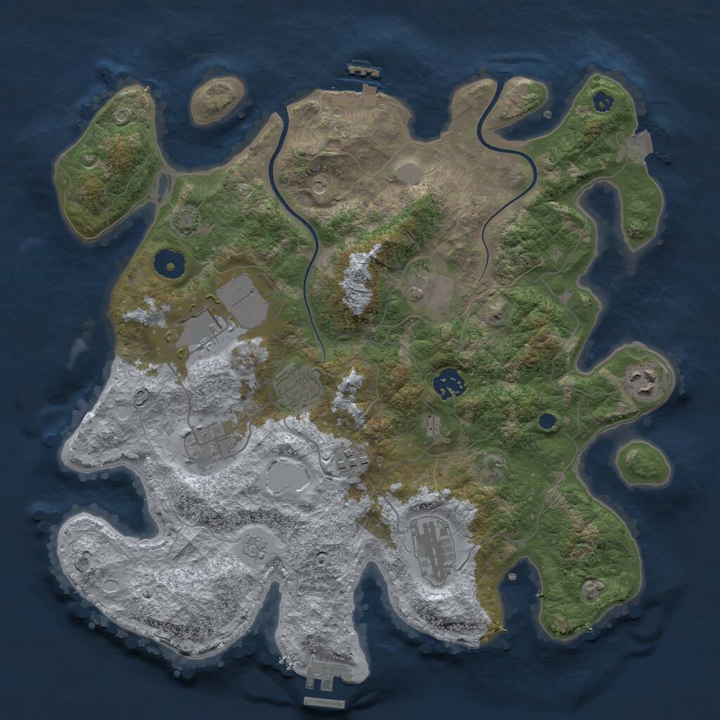 Rust Map: Procedural Map, Size: 3550, Seed: 46611195, 14 Monuments