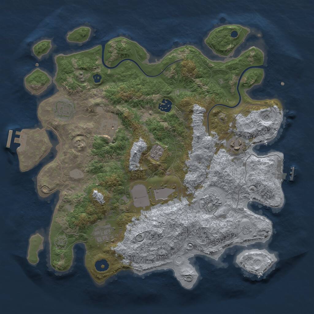 Rust Map: Procedural Map, Size: 3600, Seed: 1213481, 14 Monuments