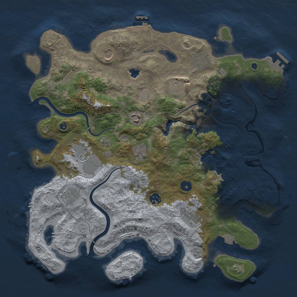 Rust Map: Procedural Map, Size: 4000, Seed: 84758714, 16 Monuments