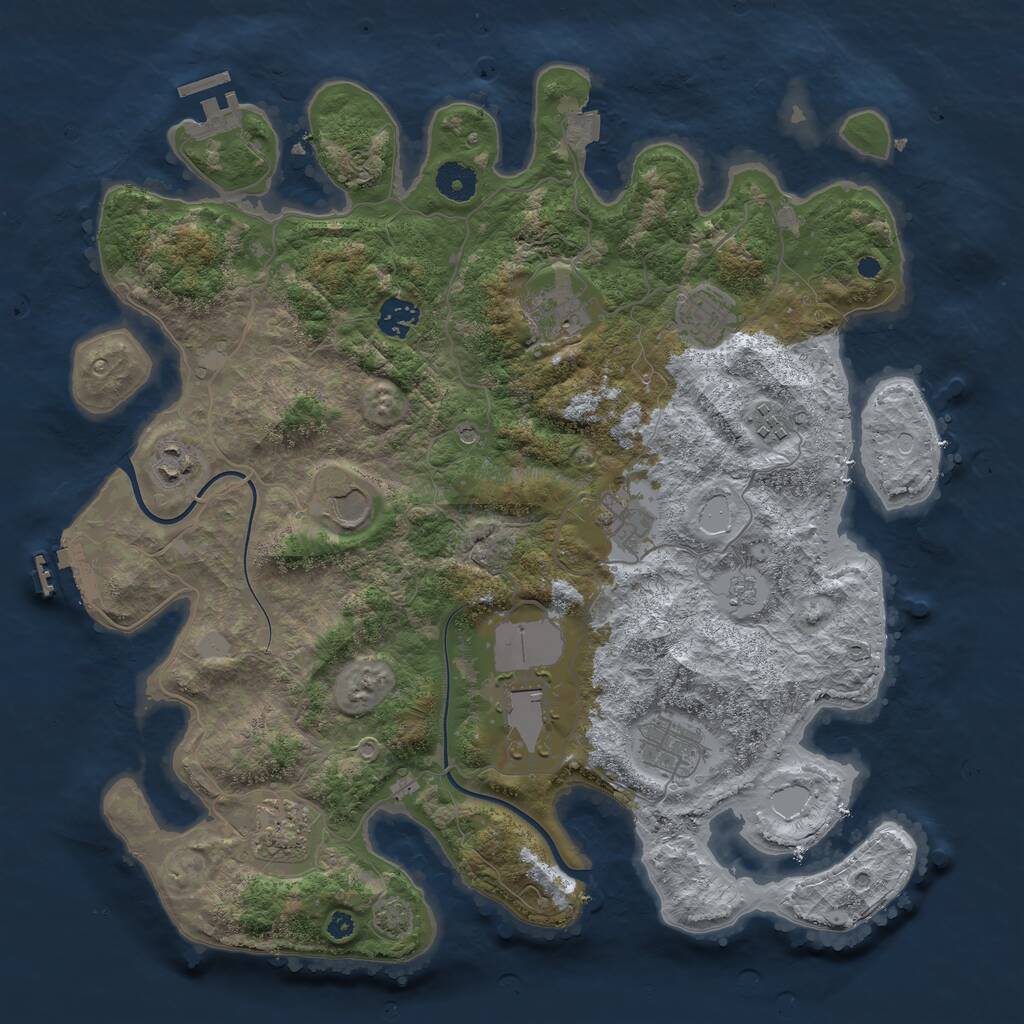 Rust Map: Procedural Map, Size: 3850, Seed: 65949355, 16 Monuments