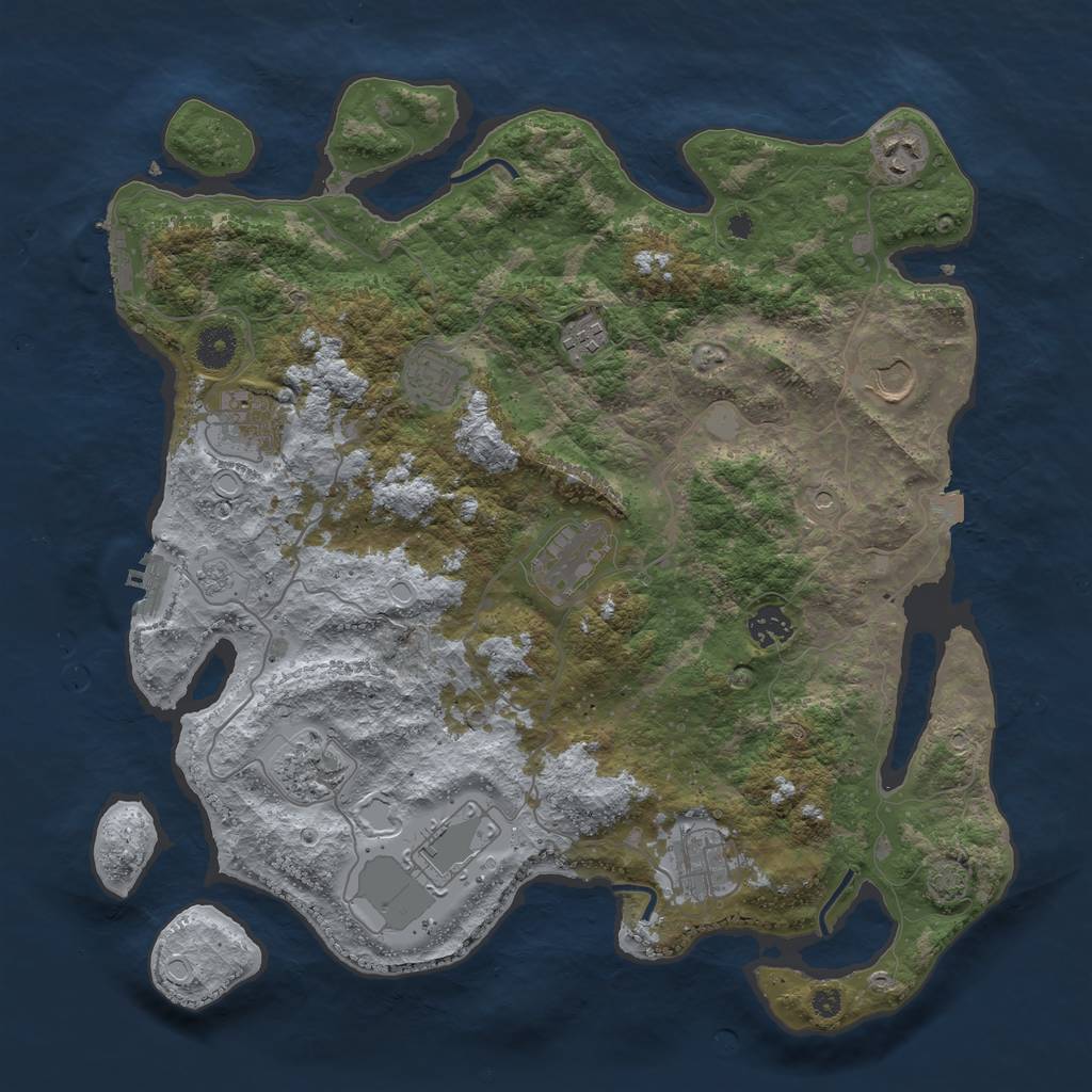 Rust Map: Procedural Map, Size: 3900, Seed: 93681023, 18 Monuments