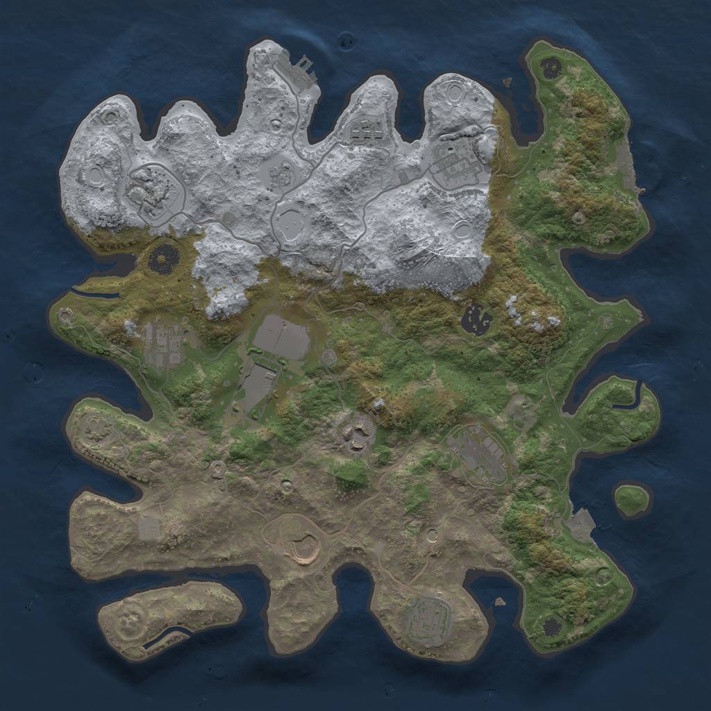 Rust Map: Procedural Map, Size: 3500, Seed: 552556697, 18 Monuments