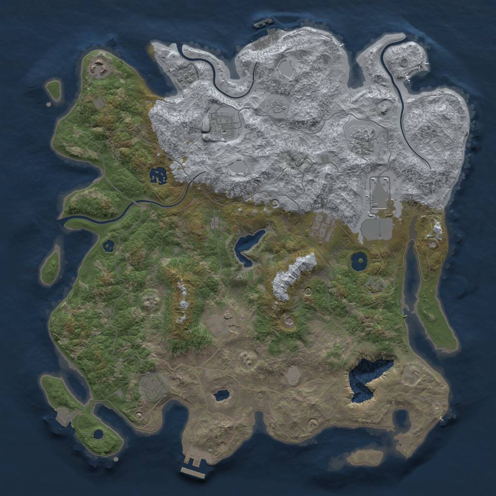 Rust Map: Procedural Map, Size: 4100, Seed: 41876951, 15 Monuments