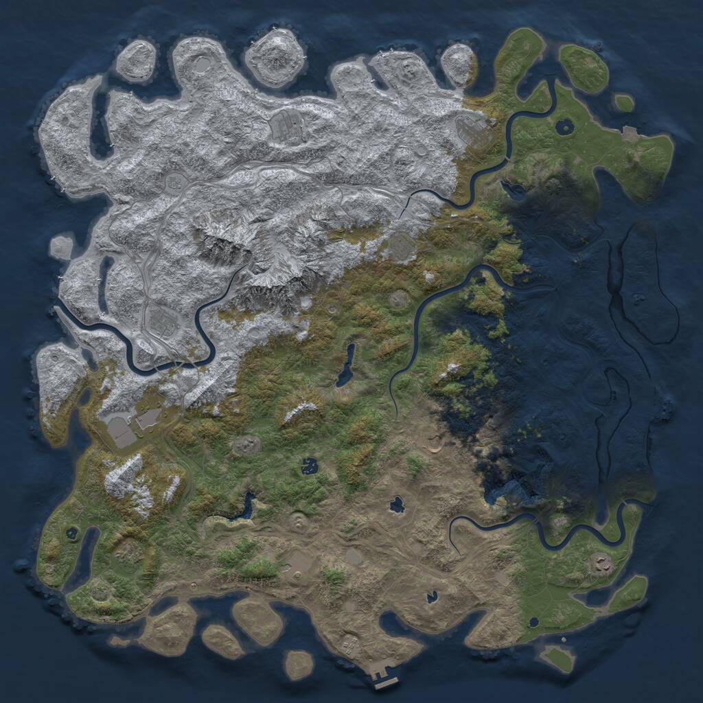 Rust Map: Procedural Map, Size: 6000, Seed: 1240059599, 17 Monuments