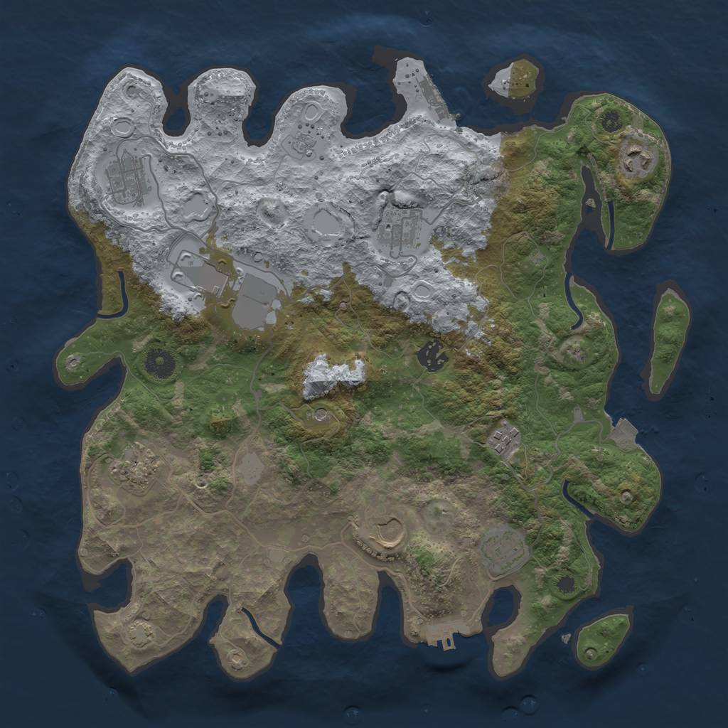 Rust Map: Procedural Map, Size: 3650, Seed: 7499961, 17 Monuments