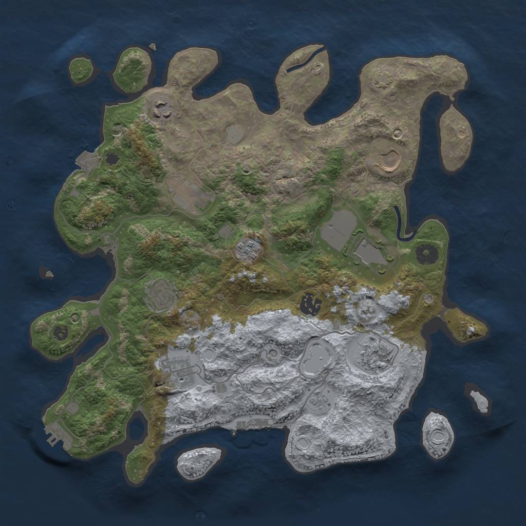 Rust Map: Procedural Map, Size: 3600, Seed: 79085578, 17 Monuments
