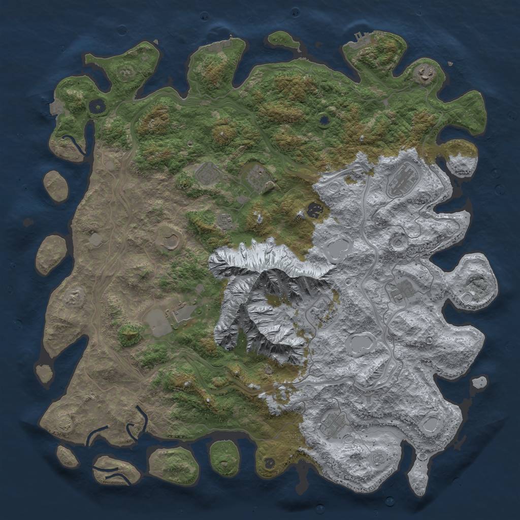 Rust Map: Procedural Map, Size: 5000, Seed: 56842, 19 Monuments
