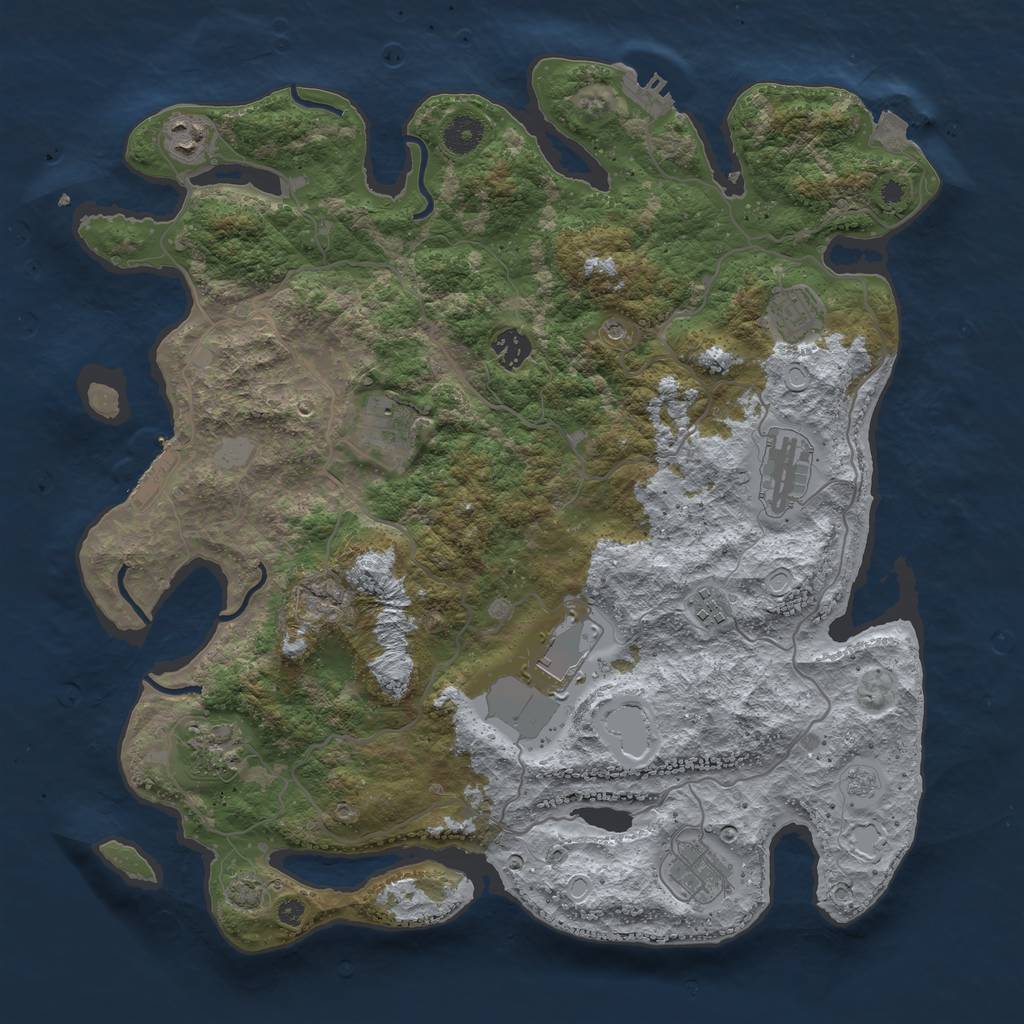 Rust Map: Procedural Map, Size: 4000, Seed: 578807885, 17 Monuments