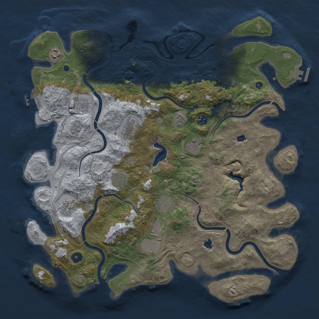 Rust Map: Procedural Map, Size: 4500, Seed: 75487, 16 Monuments