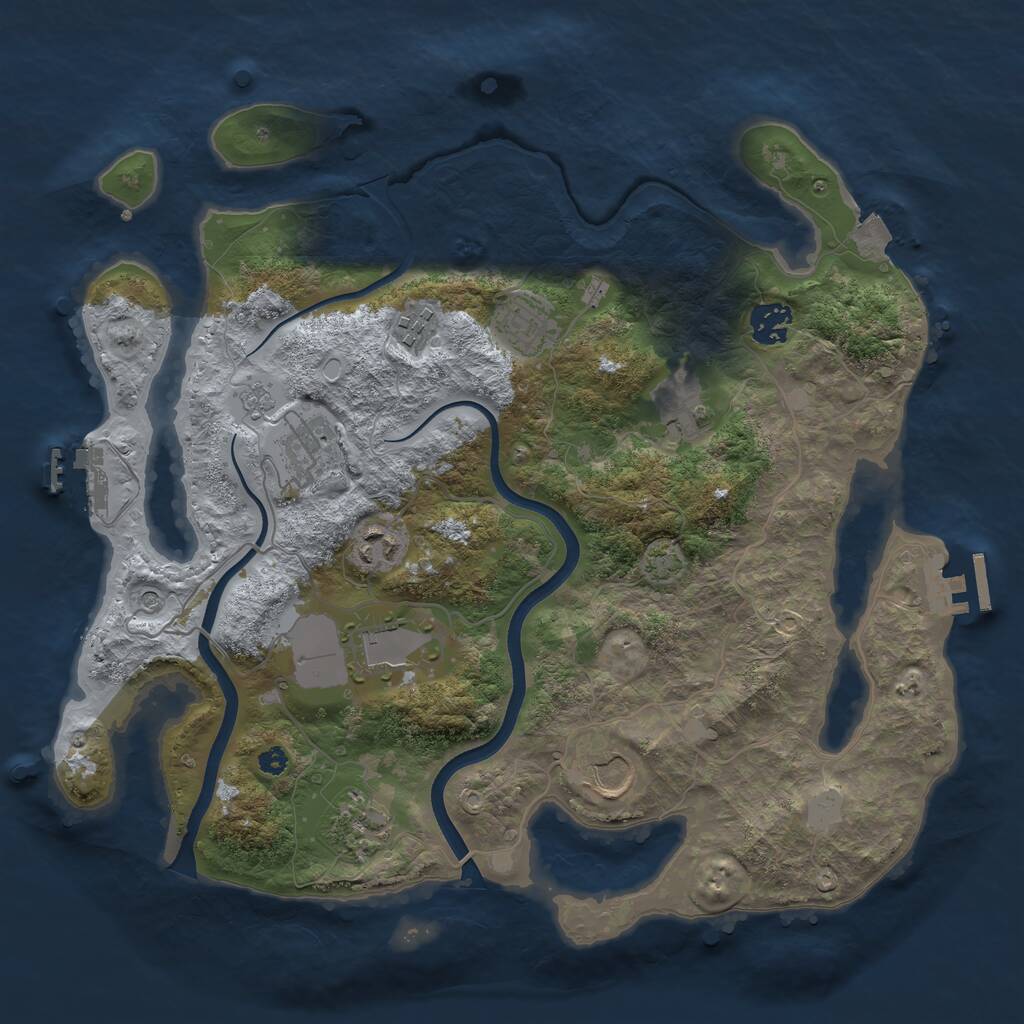 Rust Map: Procedural Map, Size: 3600, Seed: 20663792, 15 Monuments