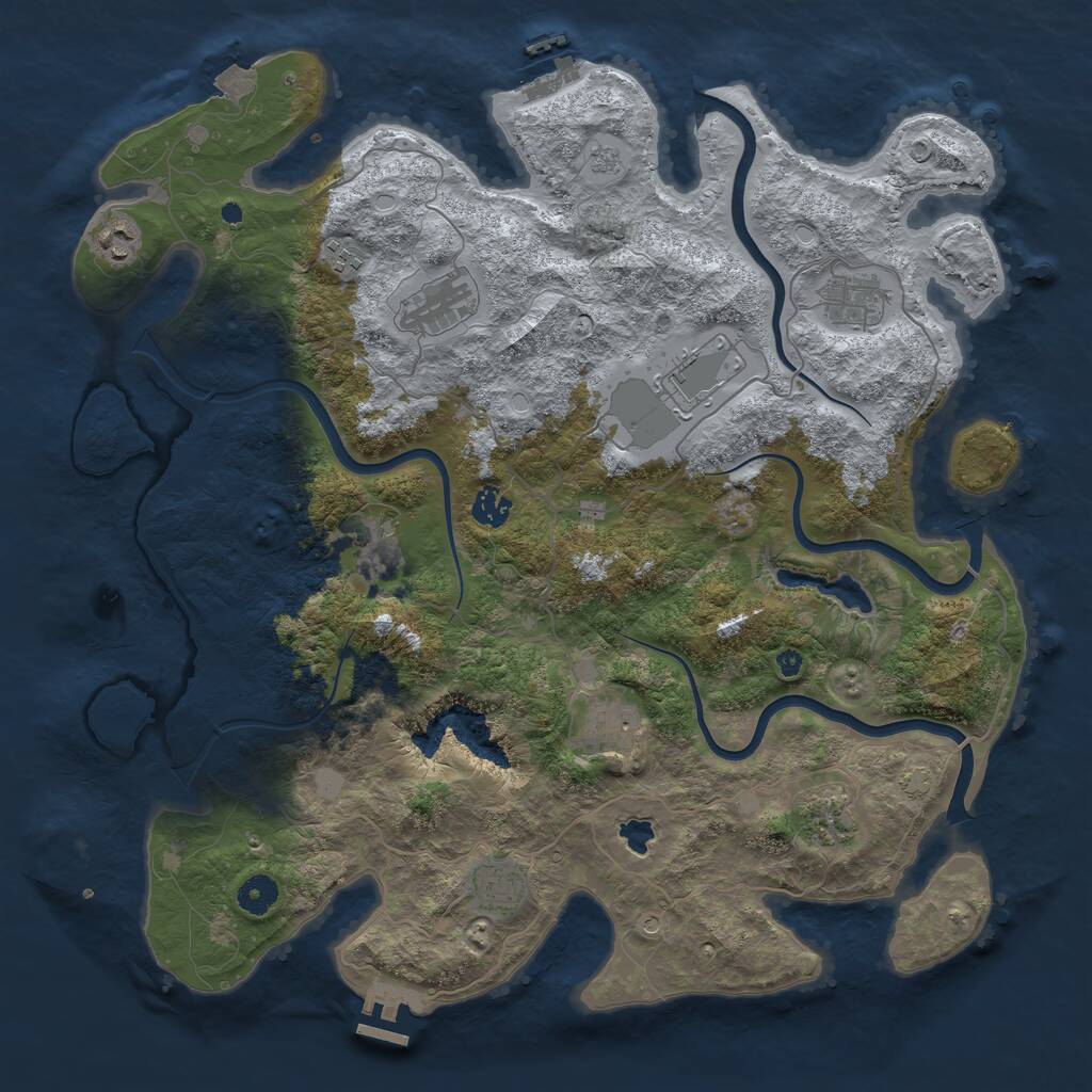 Rust Map: Procedural Map, Size: 4200, Seed: 1759079188, 16 Monuments