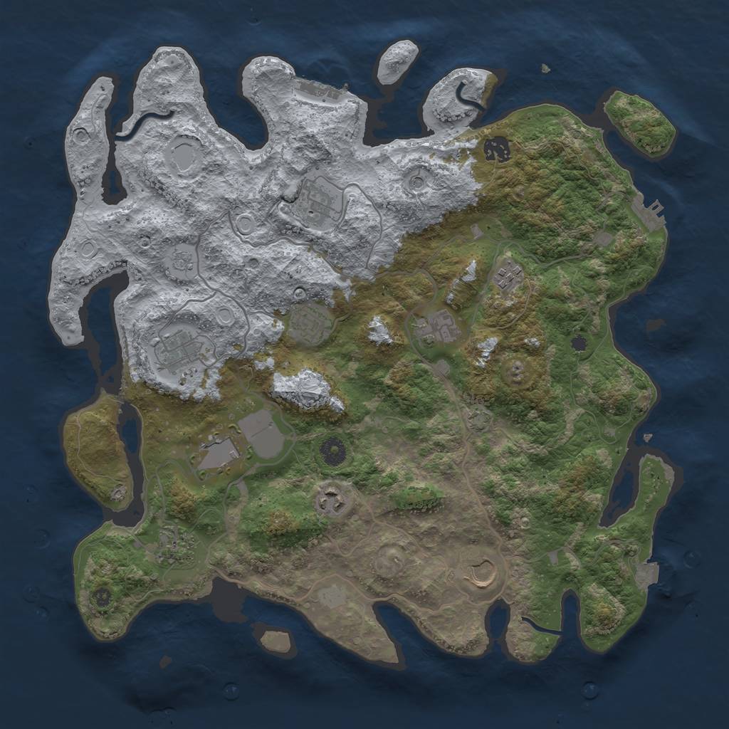 Rust Map: Procedural Map, Size: 4000, Seed: 719, 18 Monuments