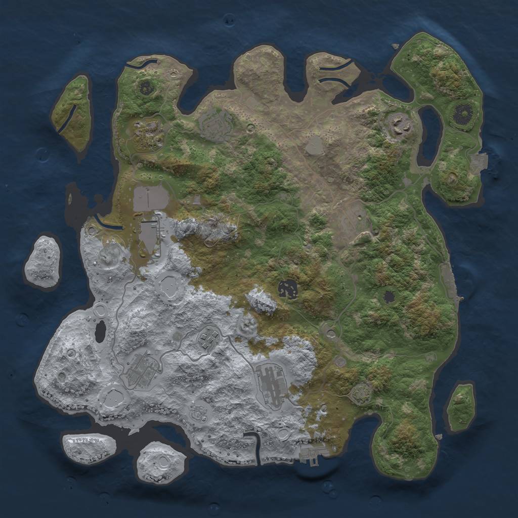 Rust Map: Procedural Map, Size: 3750, Seed: 14693959, 17 Monuments