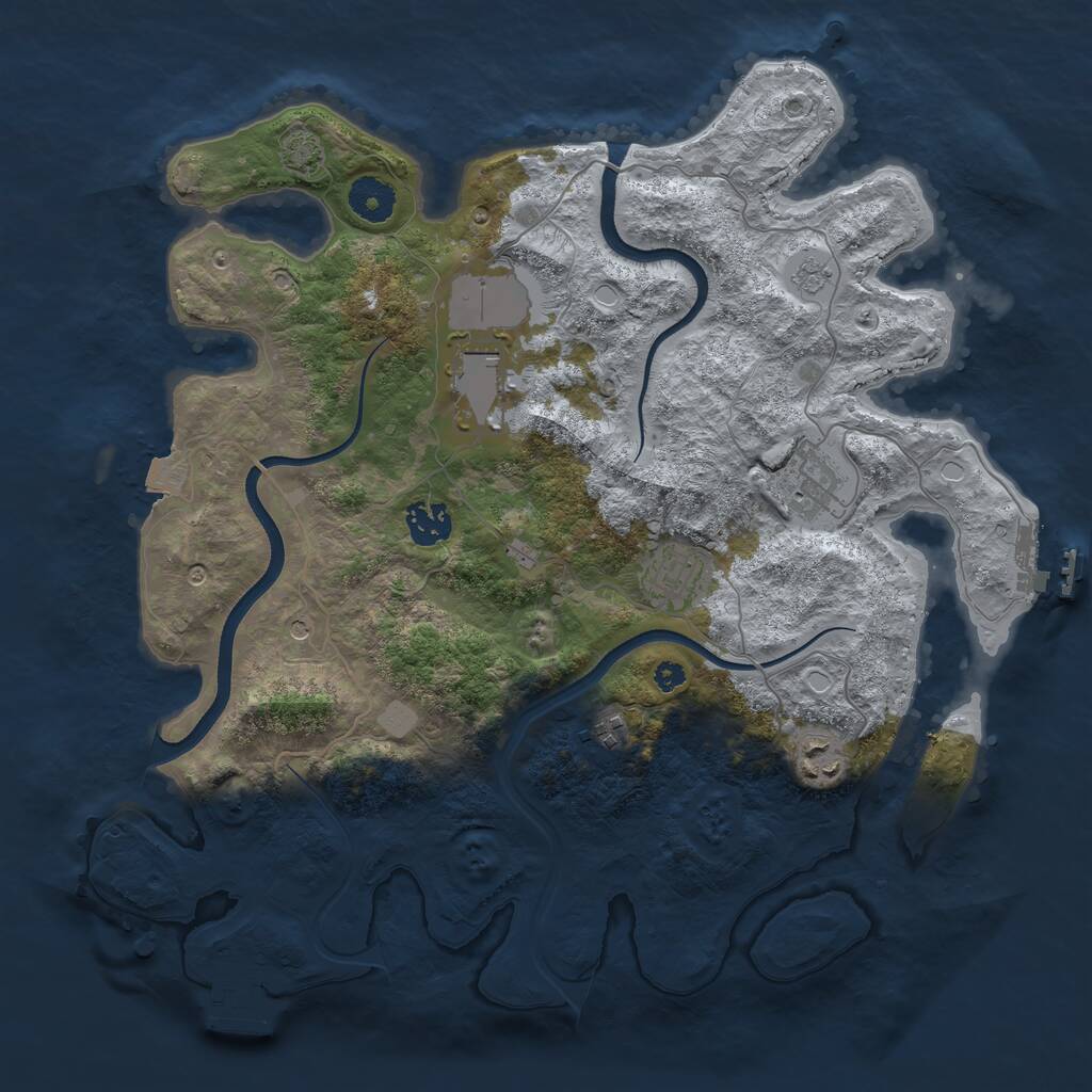 Rust Map: Procedural Map, Size: 3600, Seed: 19055855, 12 Monuments