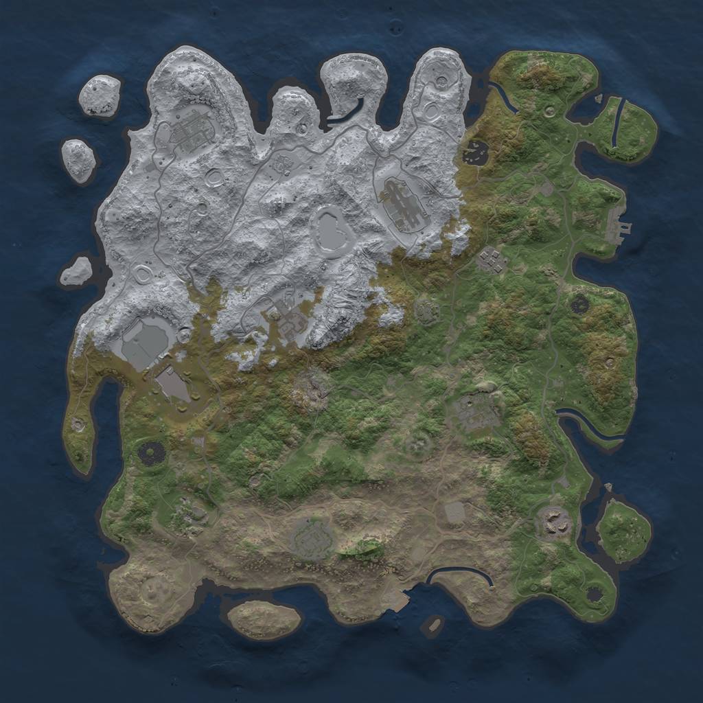 Rust Map: Procedural Map, Size: 4000, Seed: 35701150, 17 Monuments