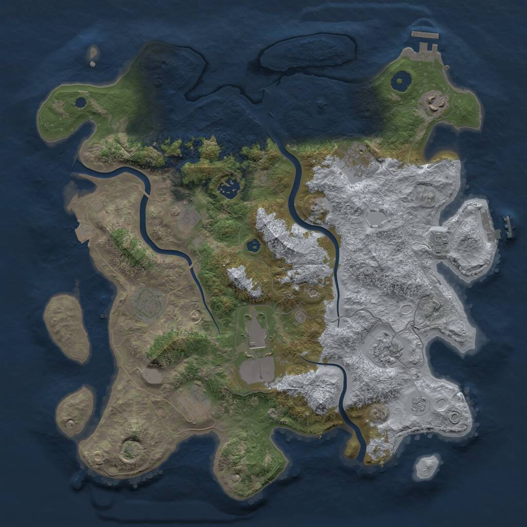 Rust Map: Procedural Map, Size: 3900, Seed: 74842475, 15 Monuments