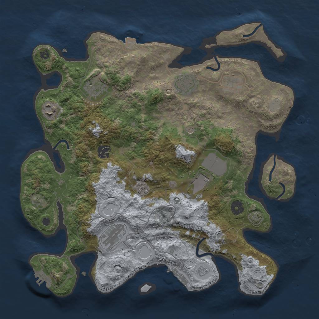 Rust Map: Procedural Map, Size: 3500, Seed: 4685685, 16 Monuments