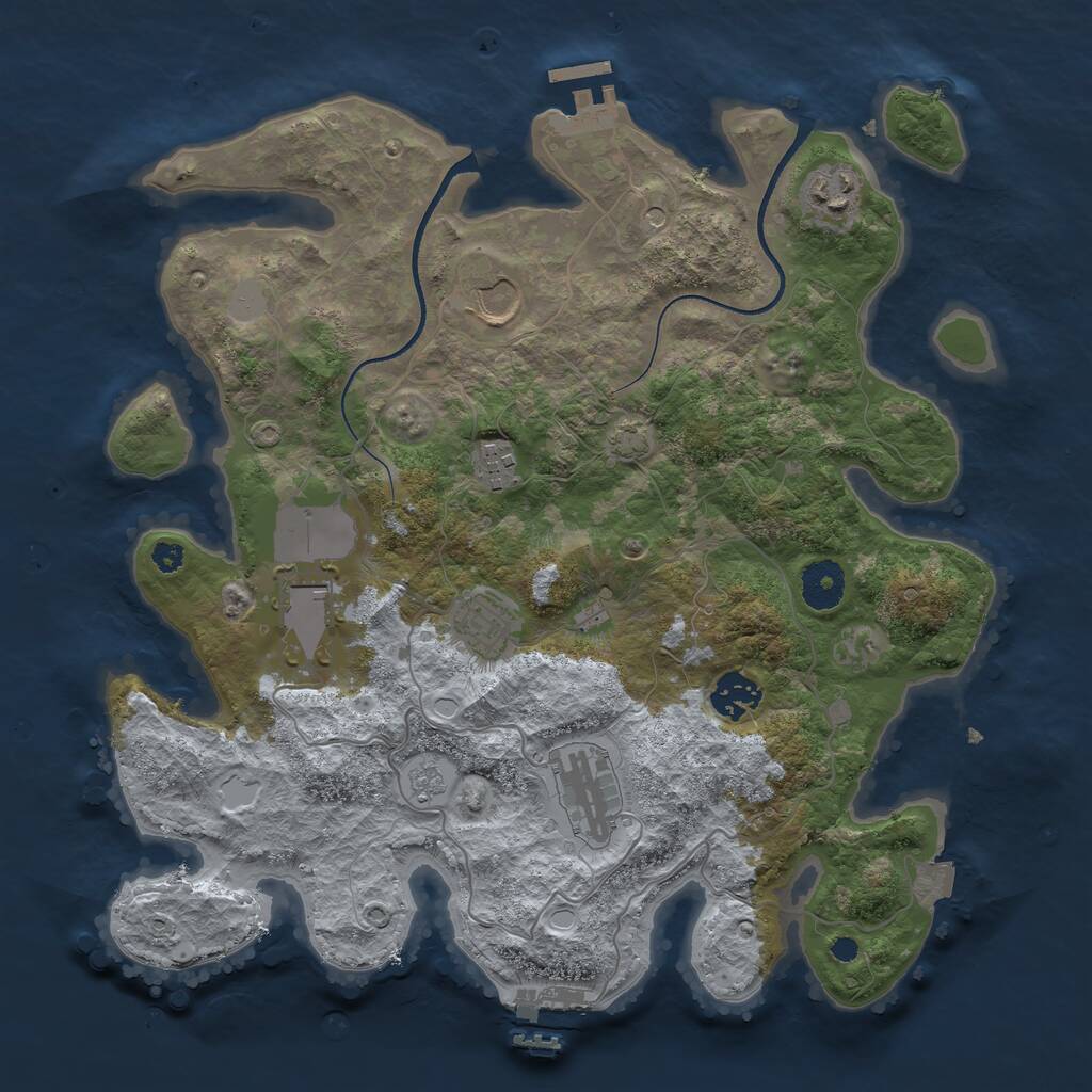 Rust Map: Procedural Map, Size: 3500, Seed: 32017566, 13 Monuments