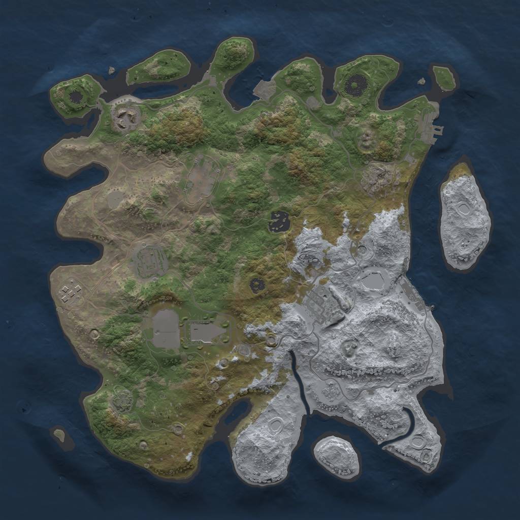 Rust Map: Procedural Map, Size: 3500, Seed: 658767, 15 Monuments