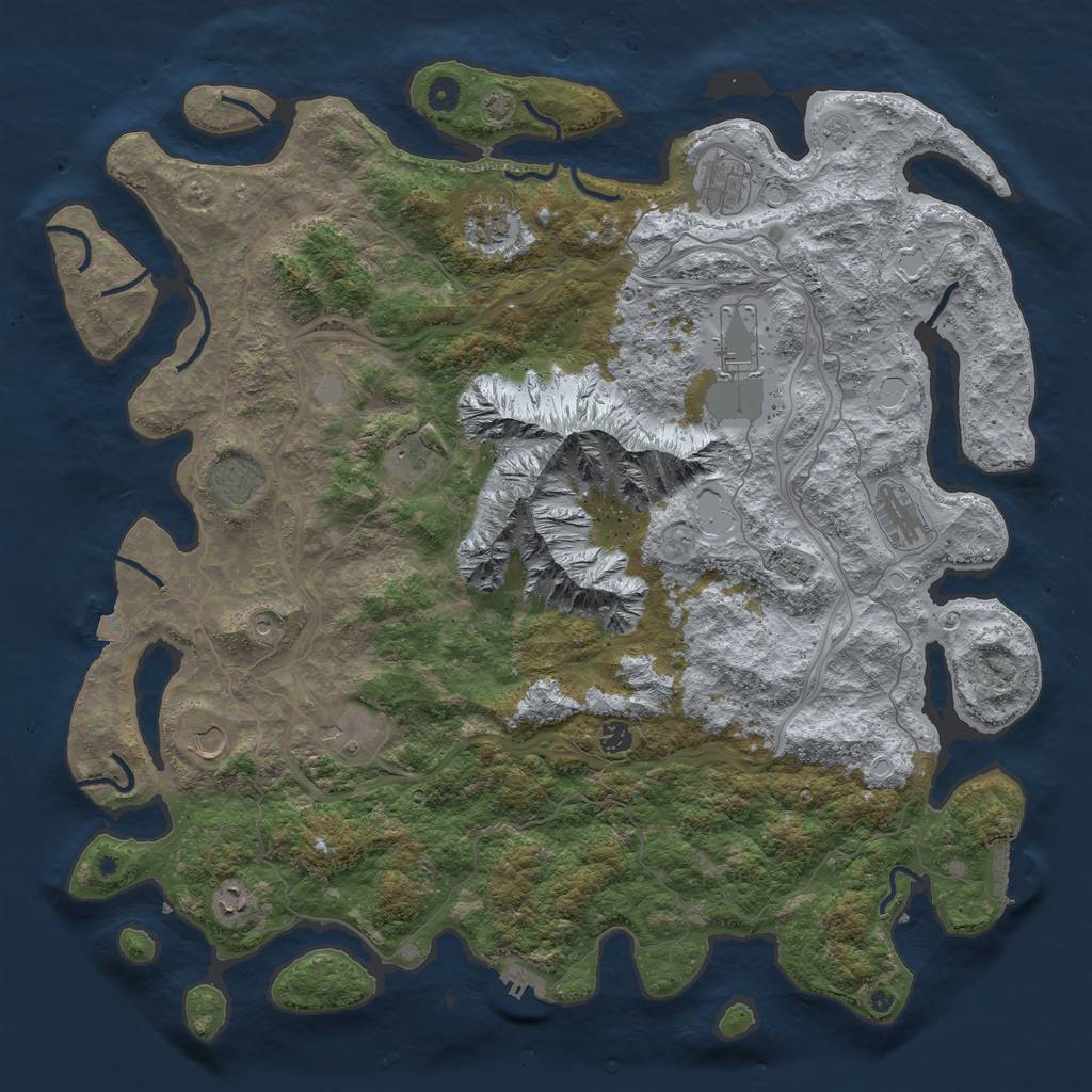 Rust Map: Procedural Map, Size: 5000, Seed: 73236610, 19 Monuments