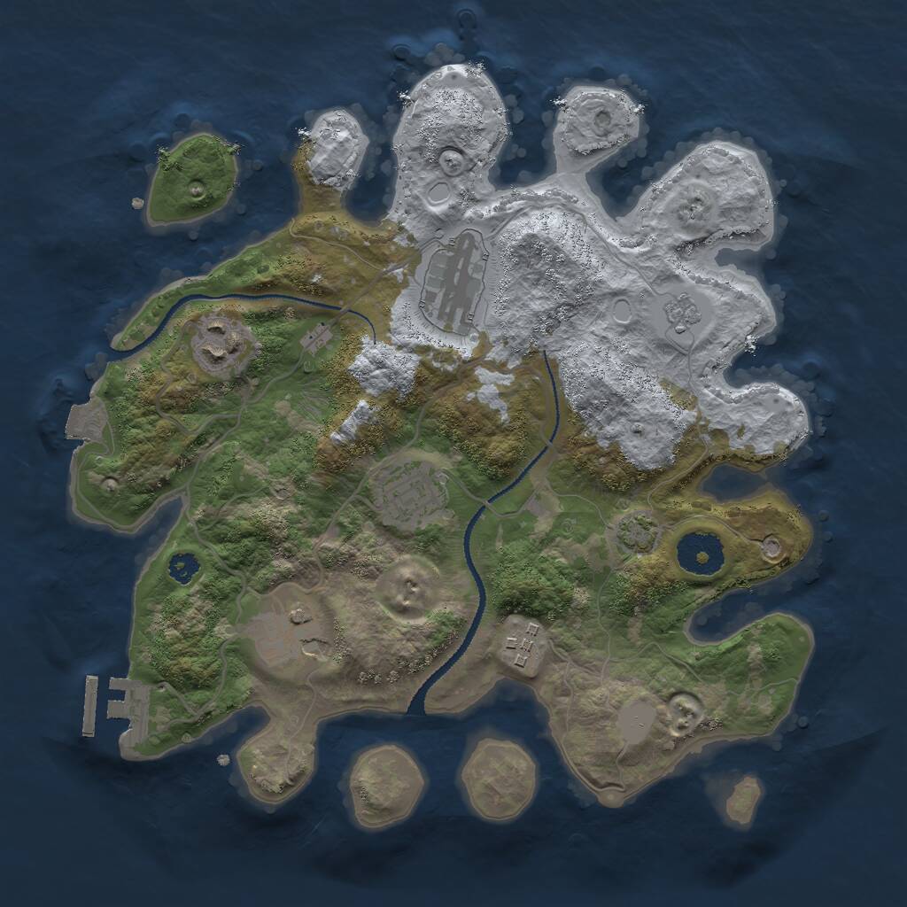 Rust Map: Procedural Map, Size: 3000, Seed: 661071775, 9 Monuments