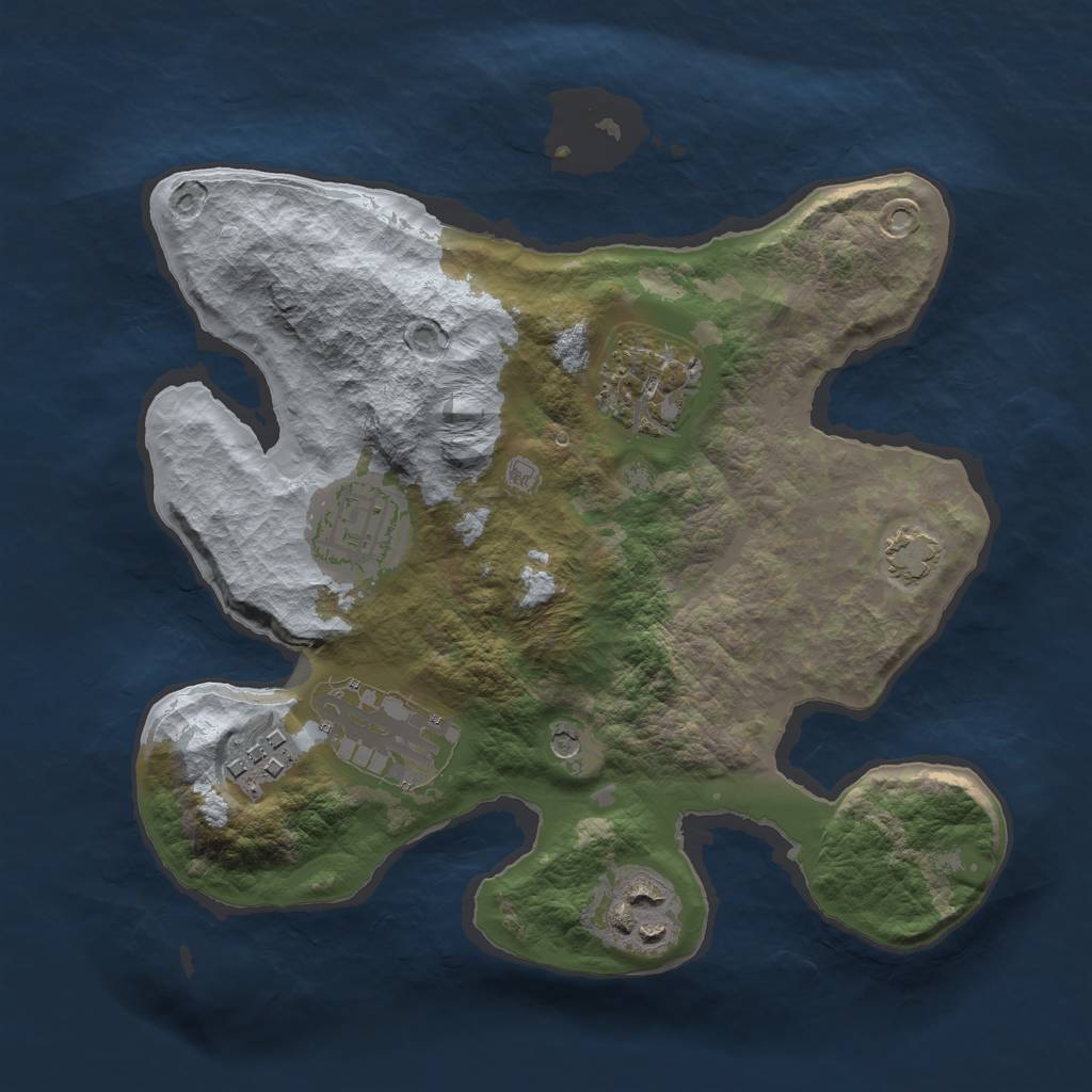 Rust Map: Barren, Size: 2500, Seed: 12, 9 Monuments