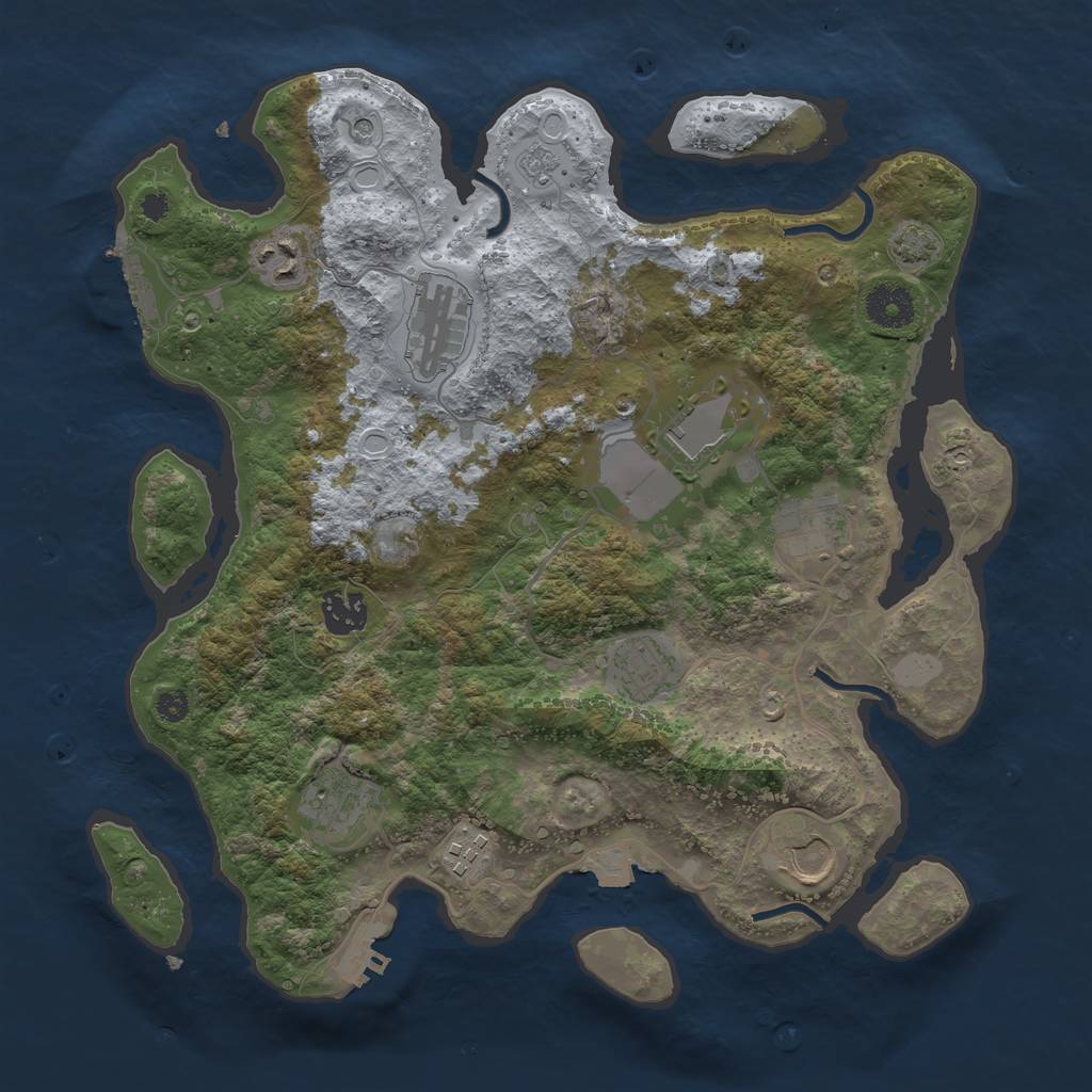 Rust Map: Procedural Map, Size: 3500, Seed: 2003507754, 17 Monuments