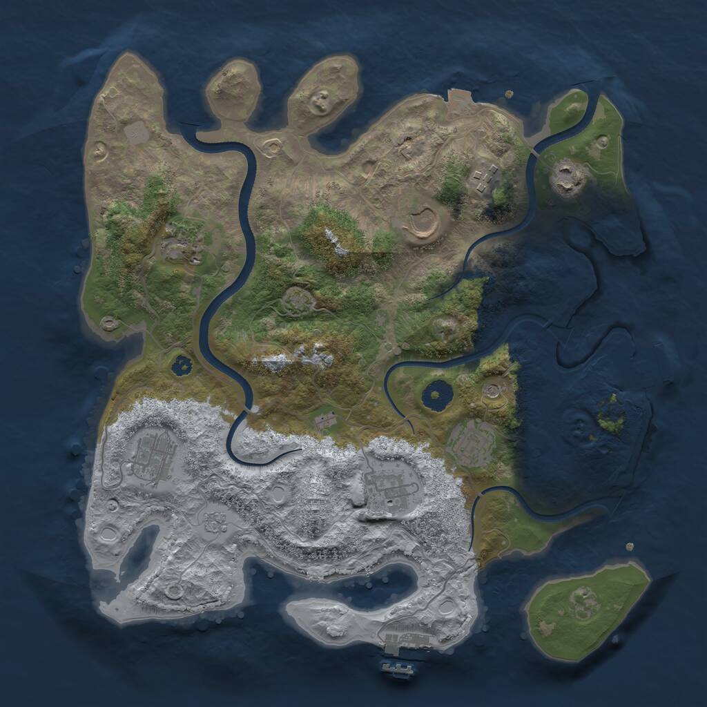 Rust Map: Procedural Map, Size: 3500, Seed: 65487953, 13 Monuments