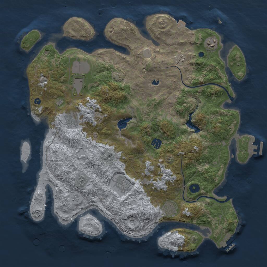 Rust Map: Procedural Map, Size: 4000, Seed: 1862077272, 13 Monuments