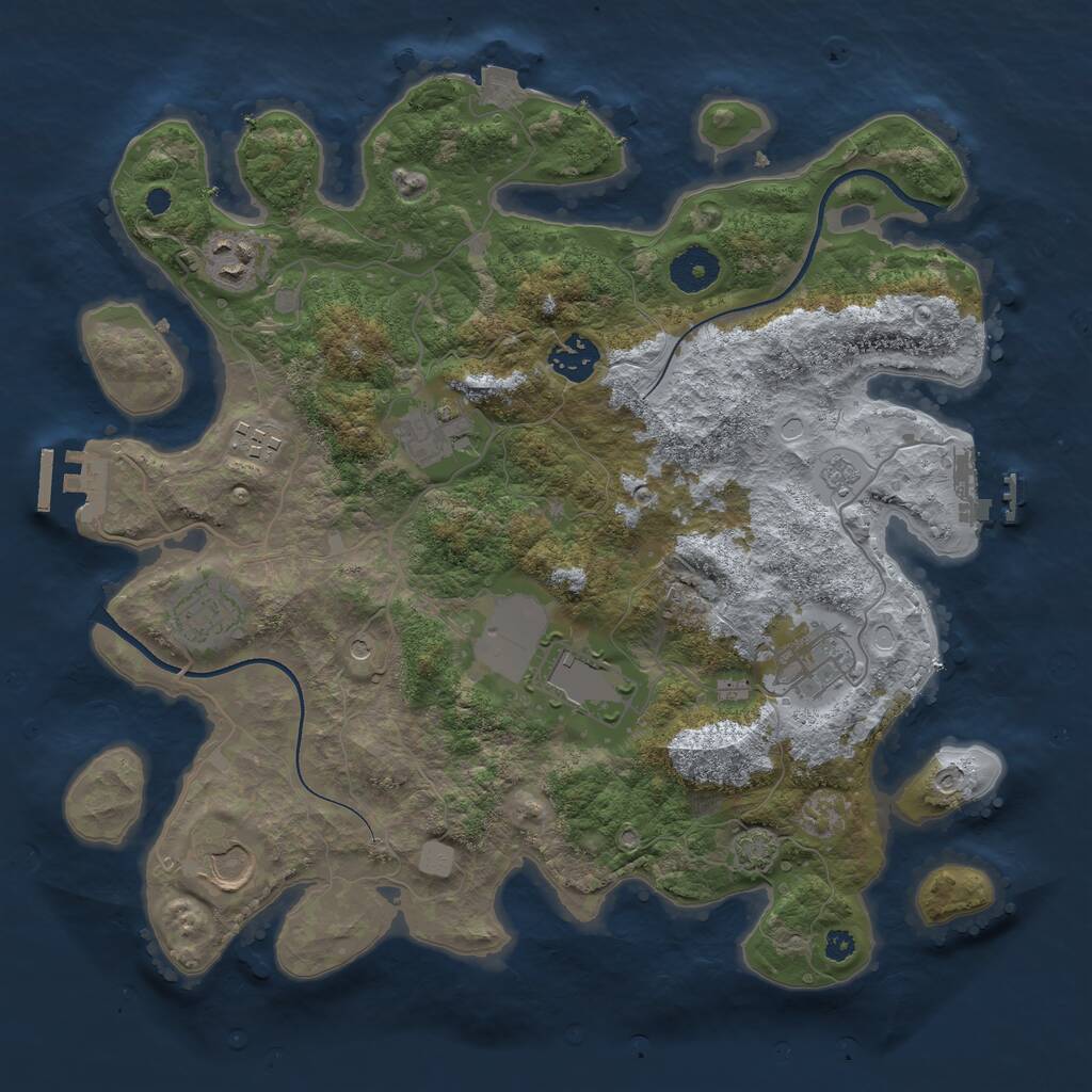 Rust Map: Procedural Map, Size: 3500, Seed: 916158840, 14 Monuments